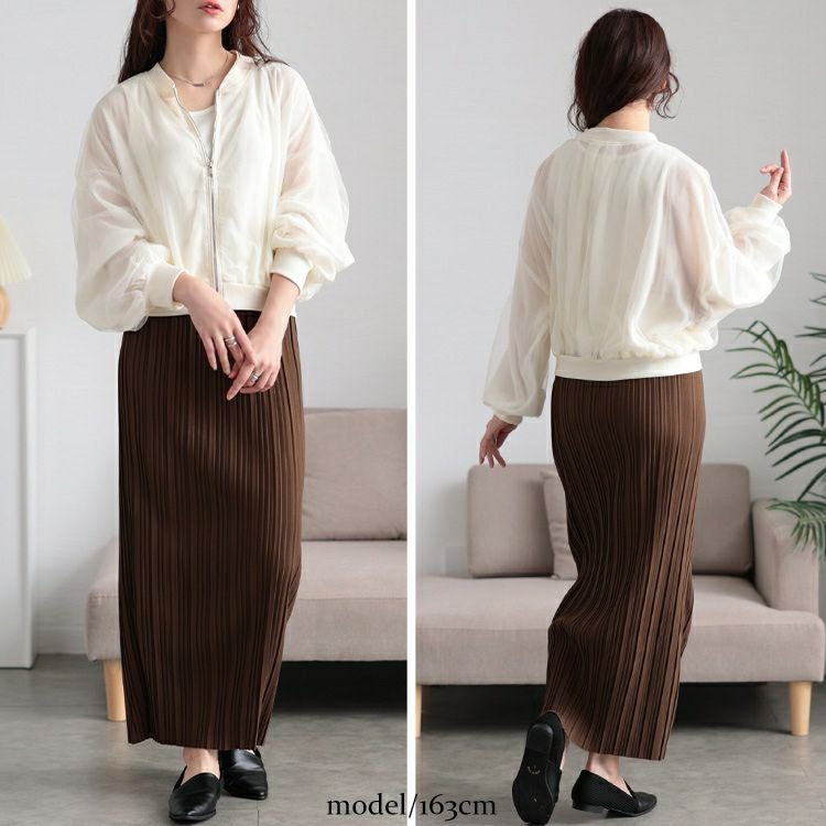 大きいサイズ レディース チュールクロップドMA-1ブルゾン　mnfk-258112