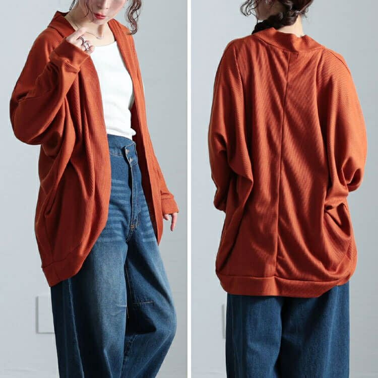 大きいサイズ レディース ワッフルドルマンカーディガン　cast-5554045