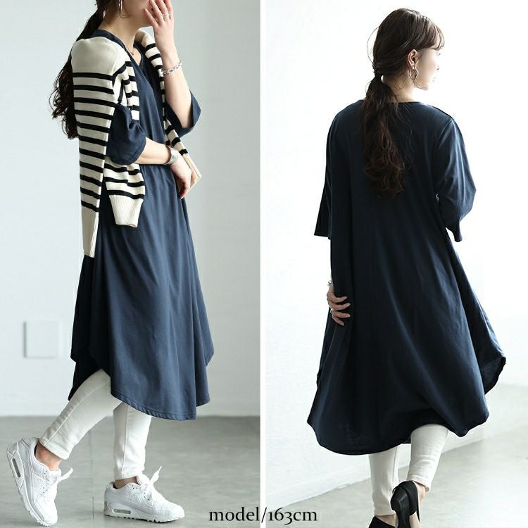 大きいサイズ レディース ラウンド裾フレアワンピース　cast-5552031