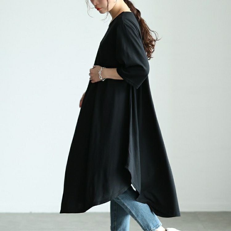 大きいサイズ レディース ラウンド裾フレアワンピース　cast-5552031