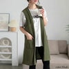 大きいサイズ レディース サイドスリット畦編みロングジレ　cast-5552029 【メール便可】 カーキ