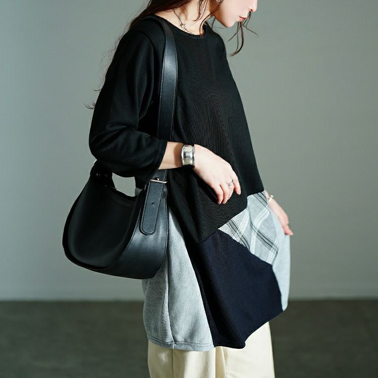 大きいサイズ レディース パッチワークコクーンチュニック　cast-5552023 【メール便可】