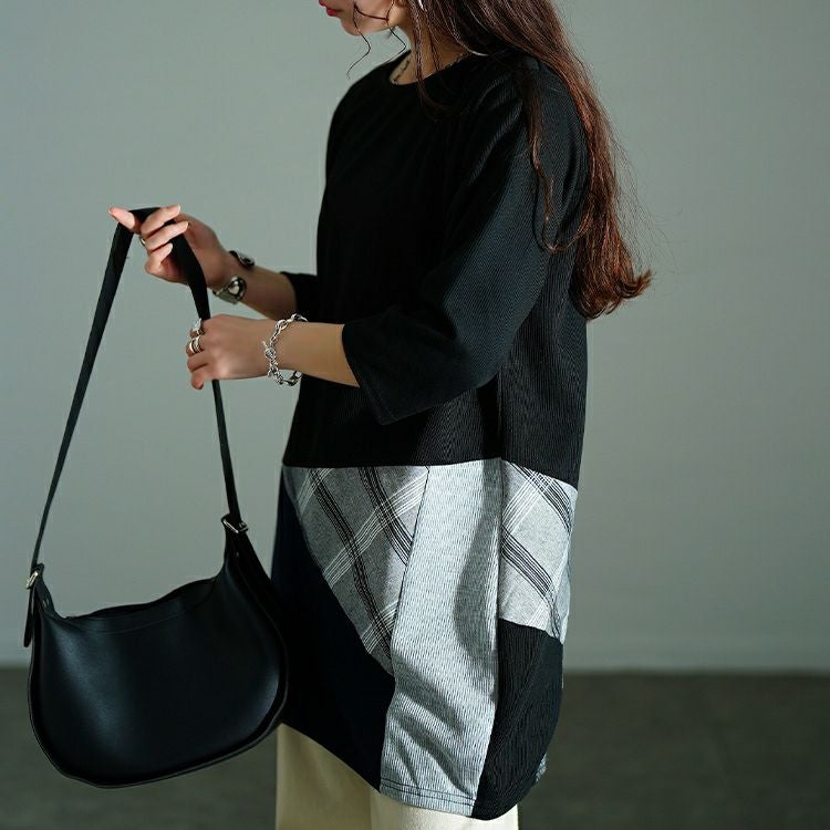 大きいサイズ レディース パッチワークコクーンチュニック　cast-5552023 【メール便可】