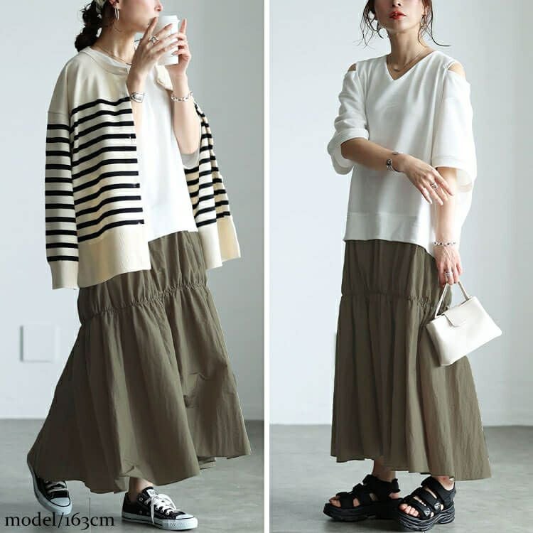 大きいサイズ レディース スリット袖ドッキングギャザーワンピース　sw-0731