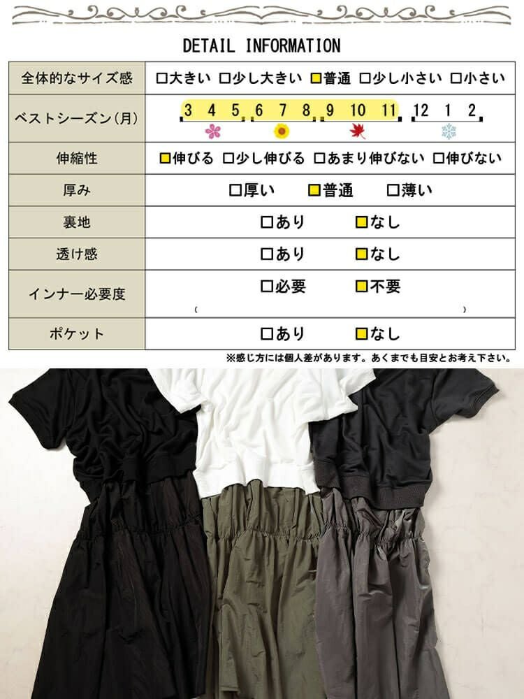 大きいサイズ レディース スリット袖ドッキングギャザーワンピース　sw-0731