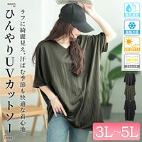 大きいサイズ レディース UVカット＆接触冷感ストレッチ鹿の子ドルマンカットソー　map-38 【メール便可】