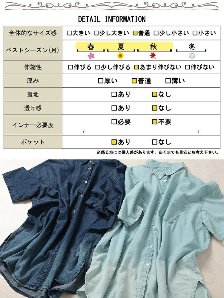 大きいサイズ レディース 裾グラデオーバーサイズコットンデニムシャツ　wd-0380 【メール便可】