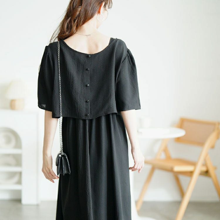 大きいサイズ レディース 前ドロストブラウス＆キャミワンピース2点セット　tani-36529ll