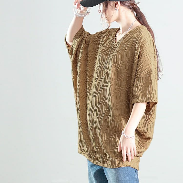 大きいサイズ レディース ウェーブストライプドルマンチュニック　maru-30142