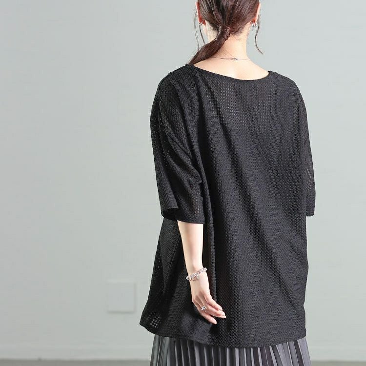 大きいサイズ レディース ダイヤ柄ジャガードビッグTシャツ　maru-30138 【メール便可】