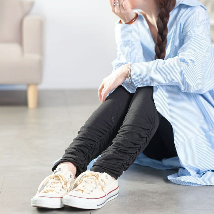 大きいサイズ レディース 裾くしゅくしゅレギンス　maru-30137 【メール便可】