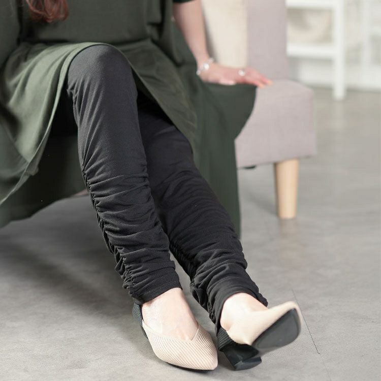 大きいサイズ レディース 裾くしゅくしゅレギンス　maru-30137 【メール便可】