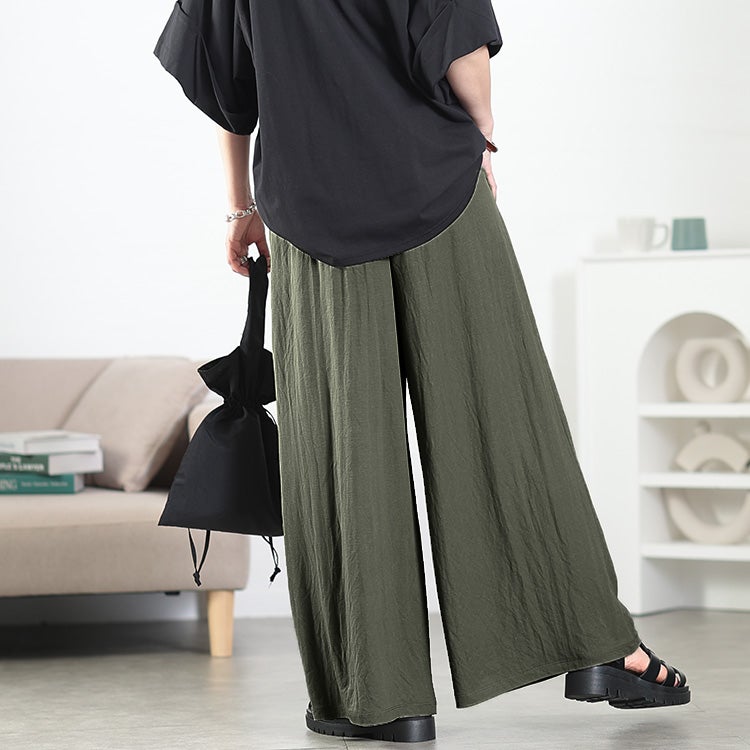 大きいサイズ レディース UVカット＆接触冷感ストレッチ鹿の子ワイドフレアパンツ　map-41 【メール便可】