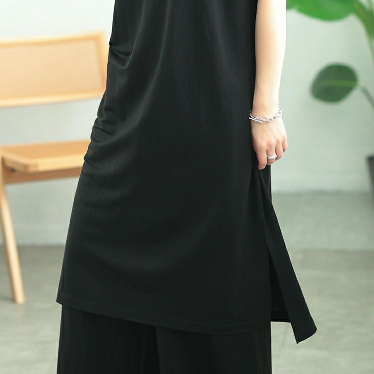 大きいサイズ レディース UVカット＆接触冷感ストレッチ鹿の子サイドスリットワンピース　map-40 【メール便可】