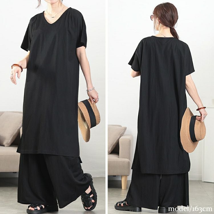 大きいサイズ レディース UVカット＆接触冷感ストレッチ鹿の子サイドスリットワンピース　map-40 【メール便可】