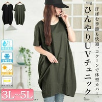 大きいサイズ レディース UVカット＆接触冷感ストレッチ鹿の子コクーンチュニック　map-39 【メール便可】