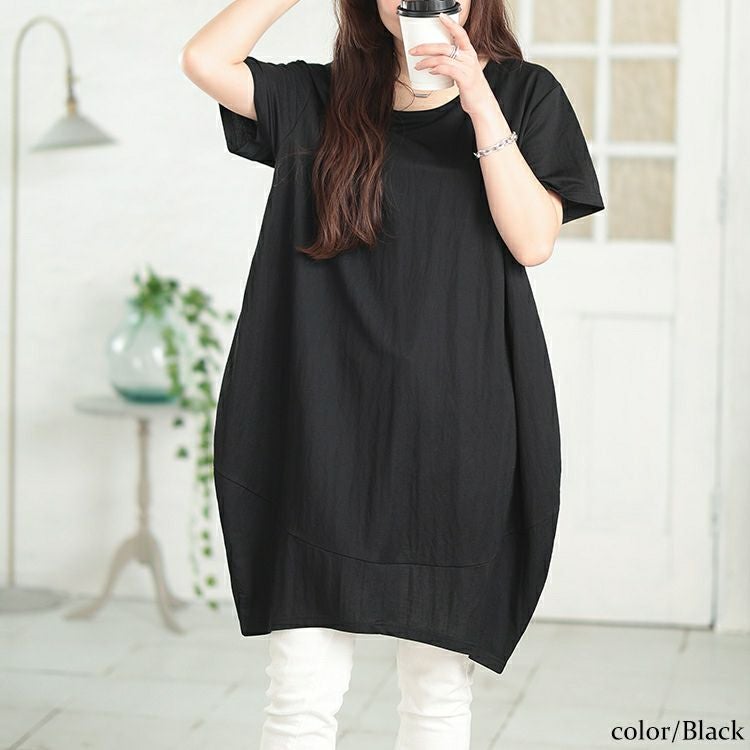 大きいサイズ レディース UVカット＆接触冷感ストレッチ鹿の子コクーンチュニック　map-39 【メール便可】