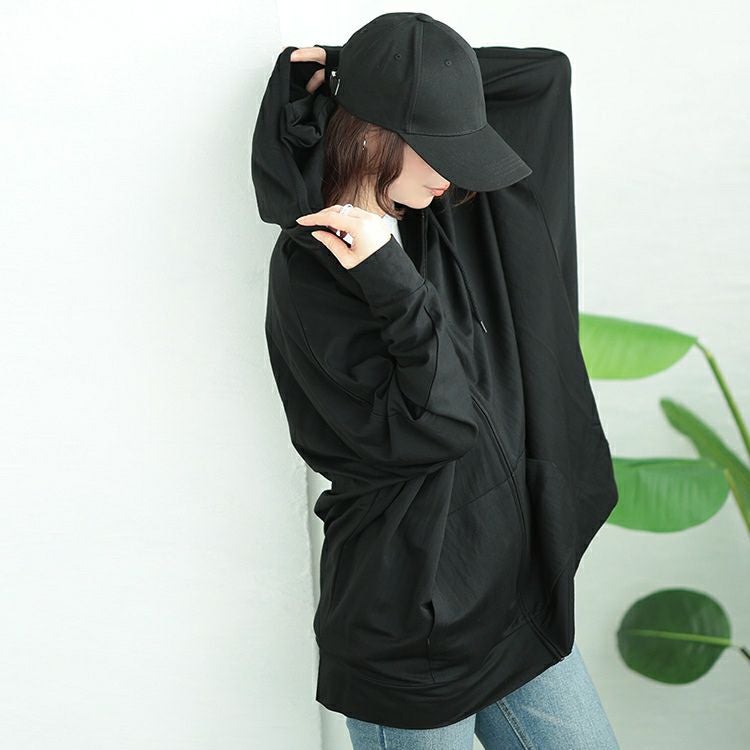 大きいサイズ レディース UVカット＆接触冷感ストレッチ鹿の子ドルマンZIPパーカー　map-37