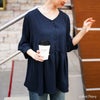 大きいサイズ レディース 接触冷感＆UVカットストレッチペプラムブラウス　cpdai-640743 【メール便可】 ネイビー