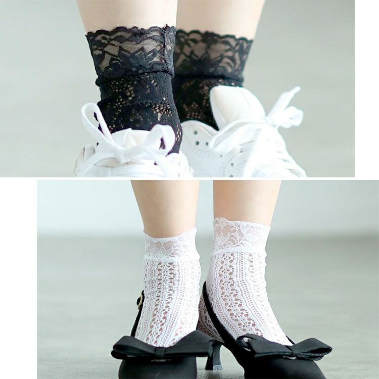 大きいサイズ レディース ストレッチレースソックス　goldy-1657 【メール便可】