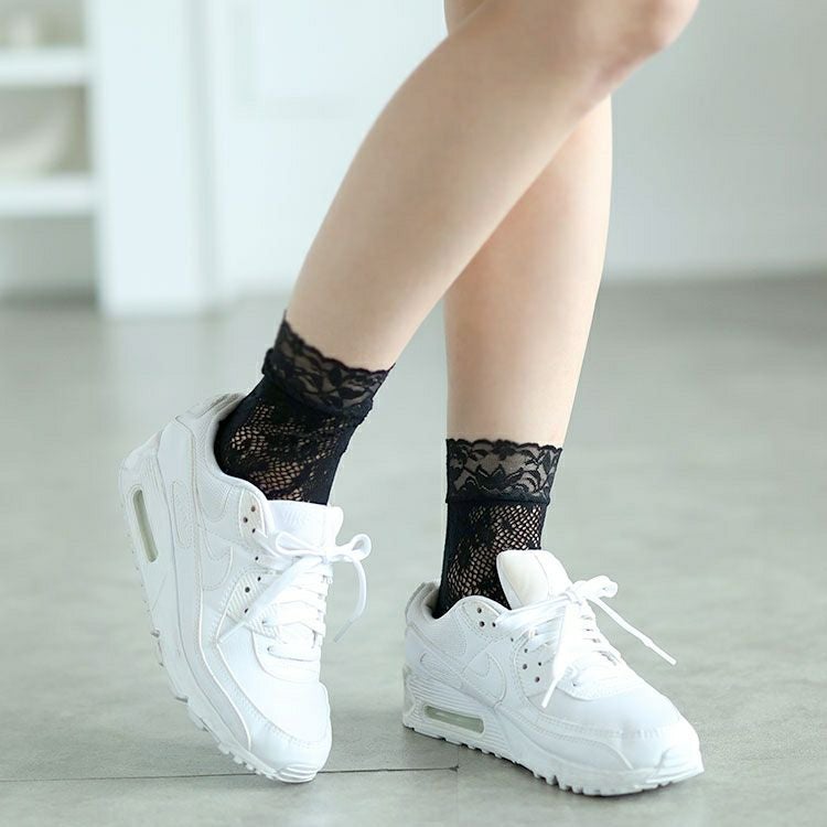 大きいサイズ レディース ストレッチレースソックス　goldy-1657 【メール便可】