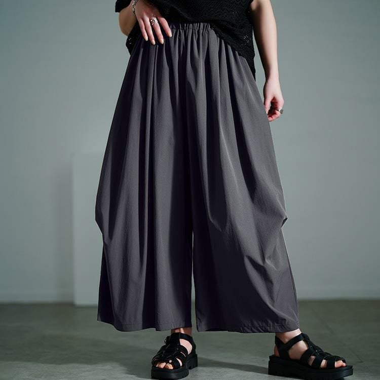 大きいサイズ レディース サイドタックワイドバレルパンツ　nw-25018 チャコール