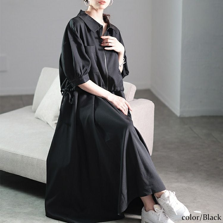 大きいサイズ レディース サイドリボンZIPジャケット＆キャミワンピース2点セット　nw-25015