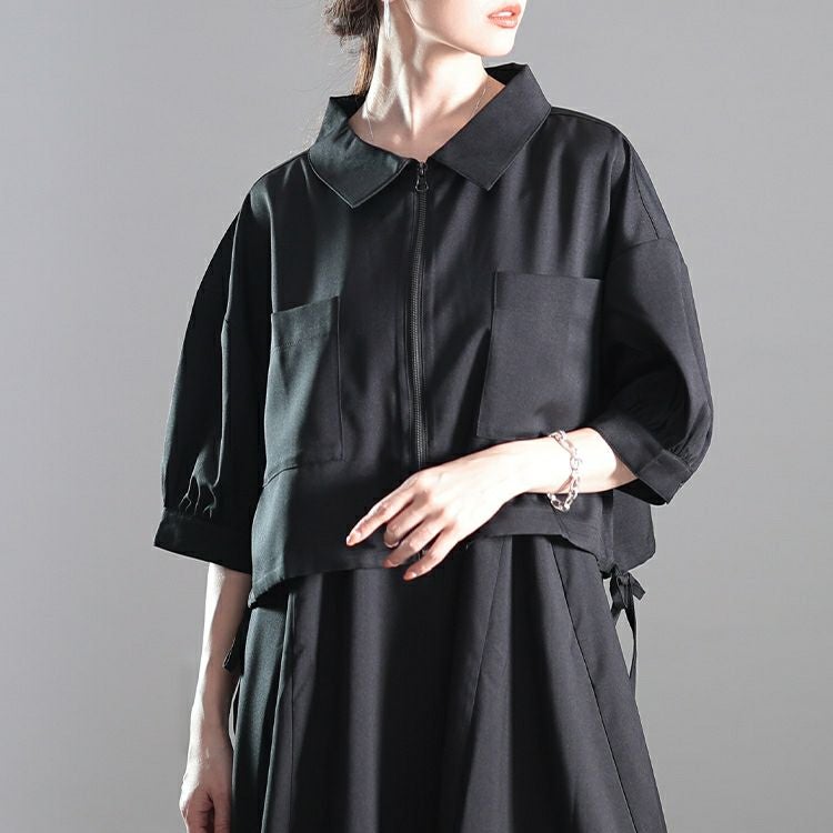 大きいサイズ レディース サイドリボンZIPジャケット＆キャミワンピース2点セット　nw-25015