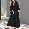 大きいサイズ レディース フリル襟サイドリボンナイロンワンピース　nw-25014【メール便可】