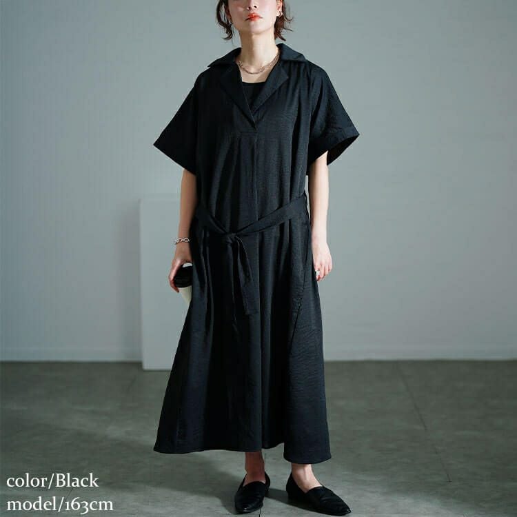 大きいサイズ レディース スキッパーシャツワンピース　nw-25007