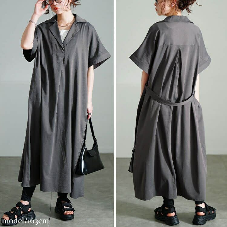 大きいサイズ レディース スキッパーシャツワンピース　nw-25007