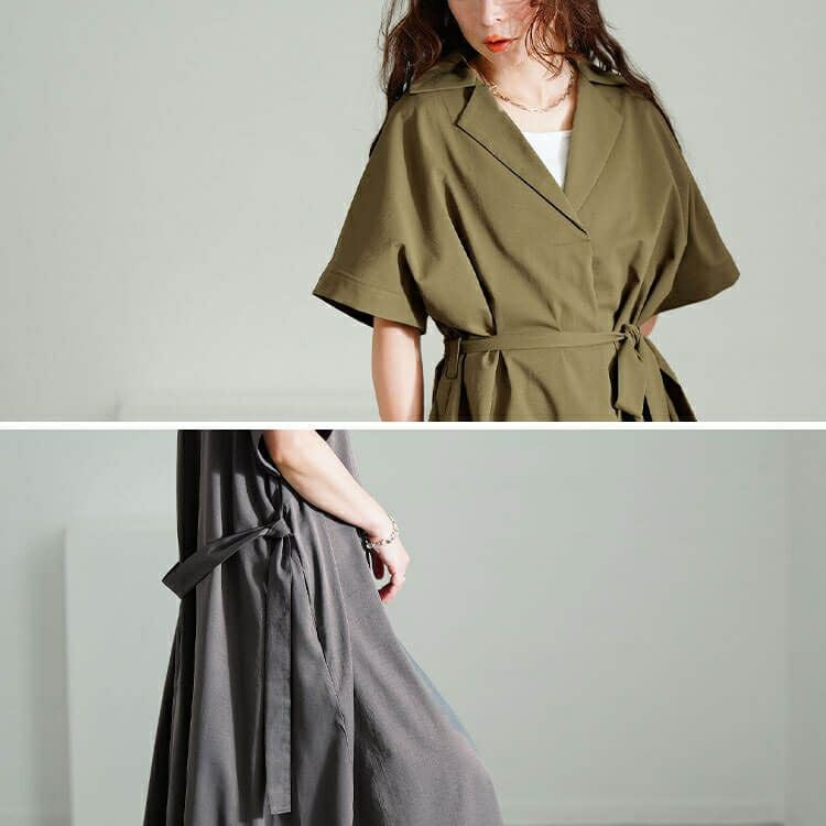 大きいサイズ レディース スキッパーシャツワンピース　nw-25007