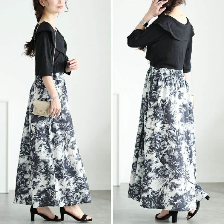 大きいサイズ レディース ツイスト襟異素材ドッキングワンピース　nw-25006