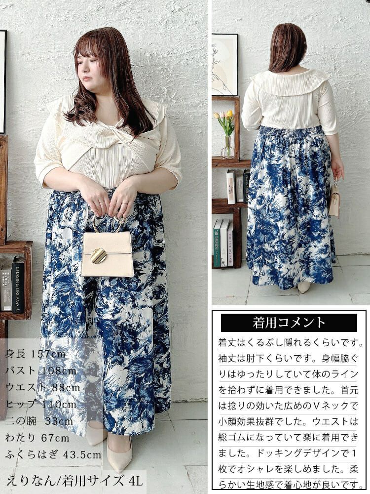 大きいサイズ レディース ツイスト襟異素材ドッキングワンピース　nw-25006