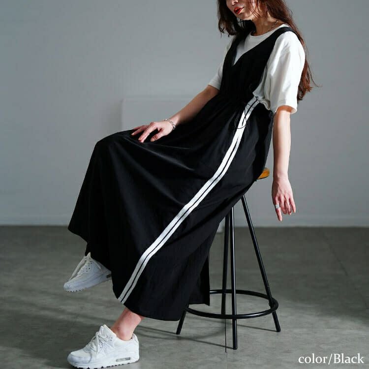 大きいサイズ レディース サイドラインドロストジャンパースカート　nw-25004【メール便可】