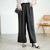 大きいサイズ レディース 微光沢ワッシャーワイドパンツ　maru-30143【メール便可】 ブラック