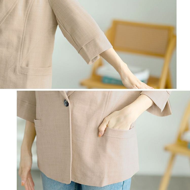 大きいサイズ レディース 七分袖テーラードジャケット　goldy-1665