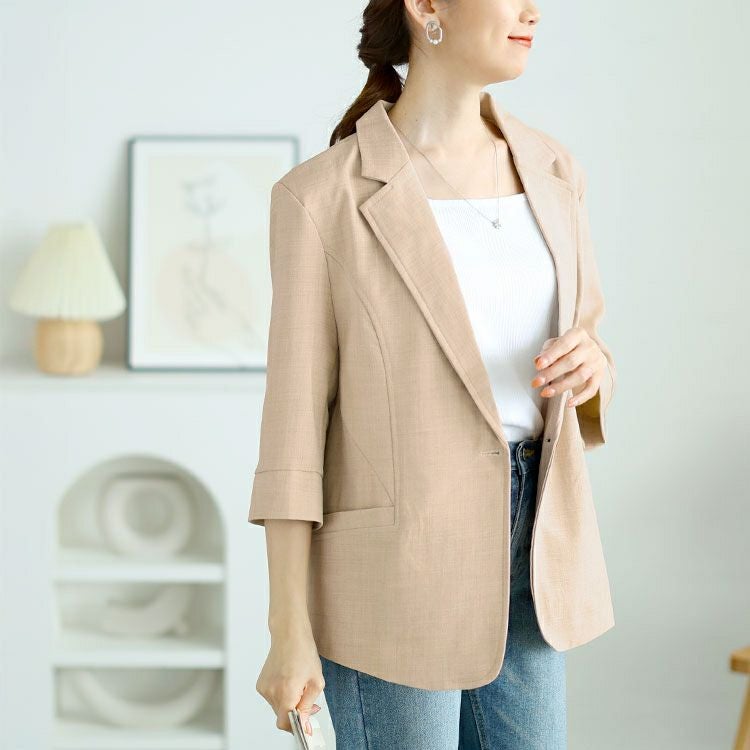 大きいサイズ レディース 七分袖テーラードジャケット　goldy-1665