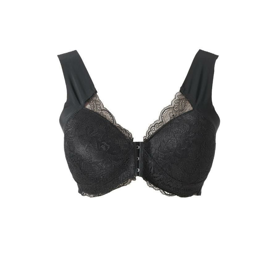 大きいサイズ レディース フロントホックシームレスブラ　goldy-1660 ブラック