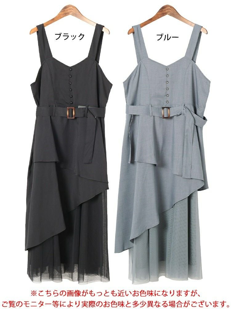 大きいサイズ レディース チュールレイヤードビスチェワンピース　sw-0718