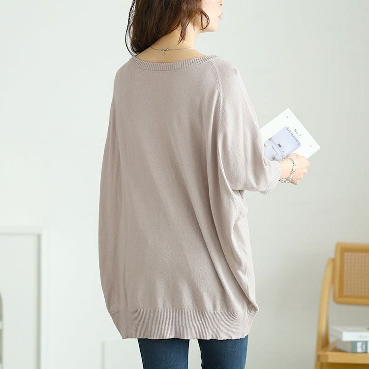 大きいサイズ レディース Vネックドルマンニット　wn-0233【メール便可】