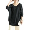大きいサイズ レディース Vネックドルマンニット　wn-0233【メール便可】 ブラック