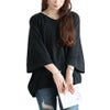 大きいサイズ レディース Vネックワイド袖ドルマンコットンカットソー　wk-0532【メール便可】 ブラック