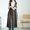 大きいサイズ レディース 深Vネックダブルボタンロングベスト　wk-0526 チャコールグレー
