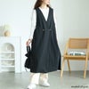 大きいサイズ レディース 深Vネックダブルボタンロングベスト　wk-0526 ブラック