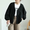 大きいサイズ レディース 深VネックコットンZIPブルゾン　wk-0522 ブラック