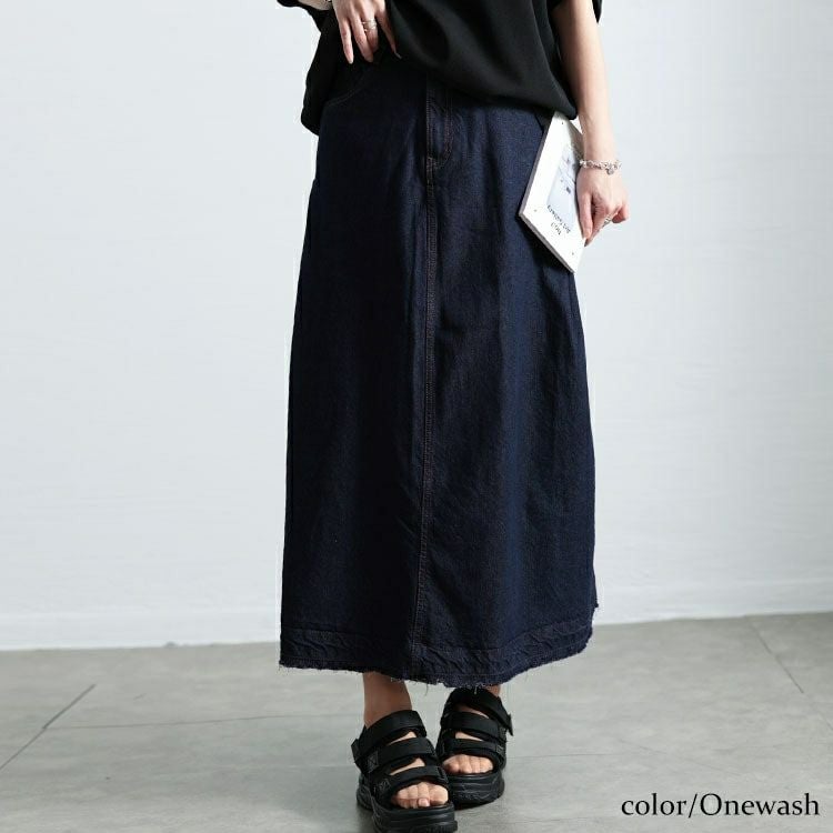 大きいサイズ レディース サイドタックコットンデニムスカート　wd-0403