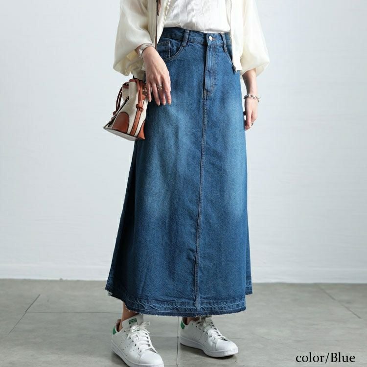 大きいサイズ レディース サイドタックコットンデニムスカート　wd-0403