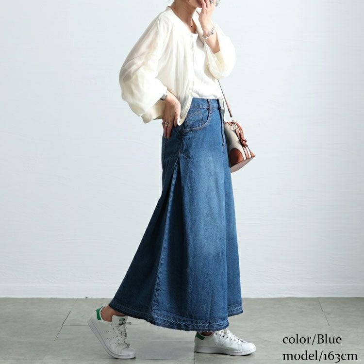 大きいサイズ レディース サイドタックコットンデニムスカート　wd-0403
