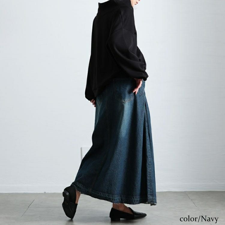 大きいサイズ レディース サイドタックコットンデニムスカート　wd-0403